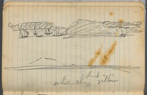 Sketchbook, page 132: Marine View with color notations by Maurice Prendergast, book, 1905-1910
