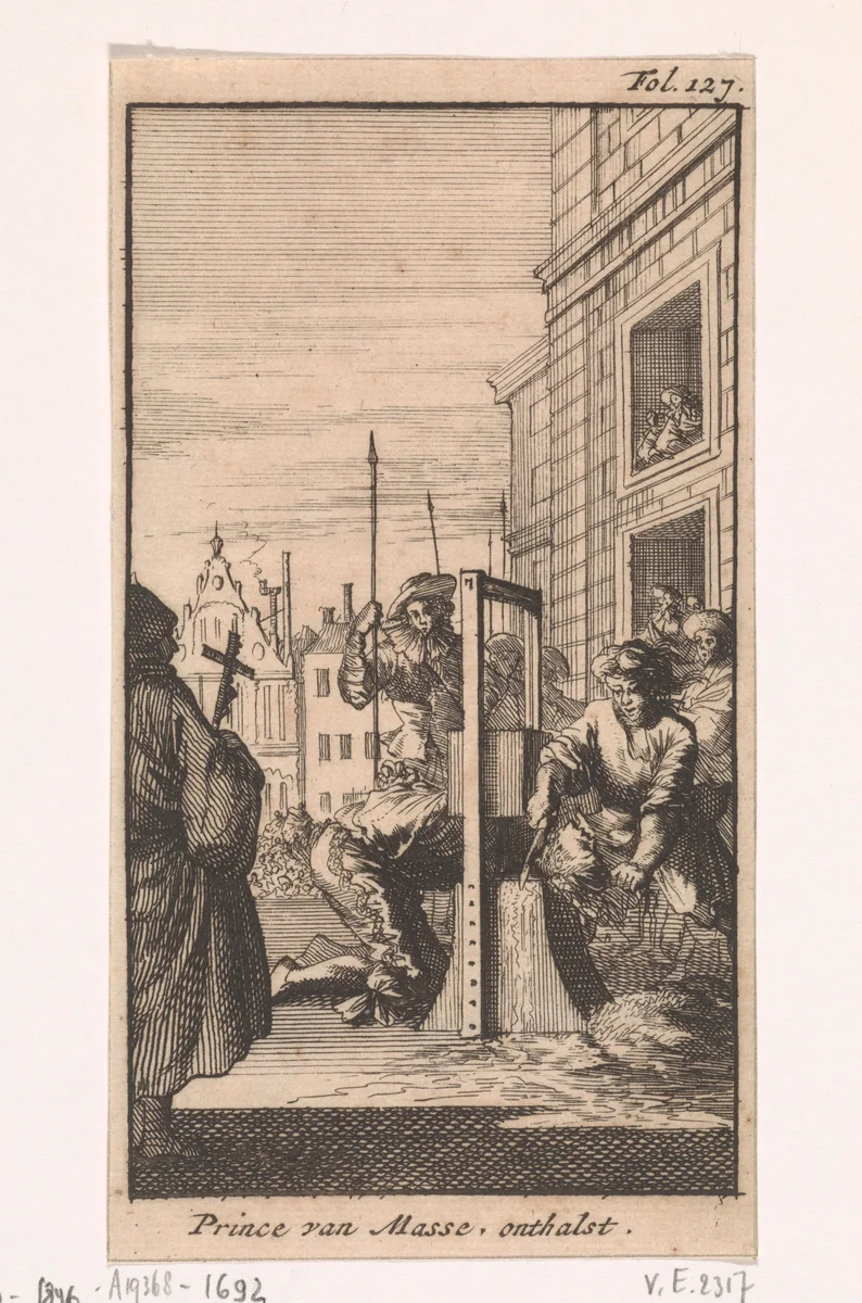 Onthoofding van Masaniello, 1647 by Caspar Luyken, print, 1699