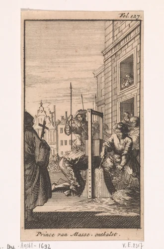 Onthoofding van Masaniello, 1647 by Caspar Luyken, print, 1699