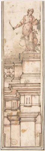 Façade (for Stage Setting) by anonymous, drawing, 1500-1600