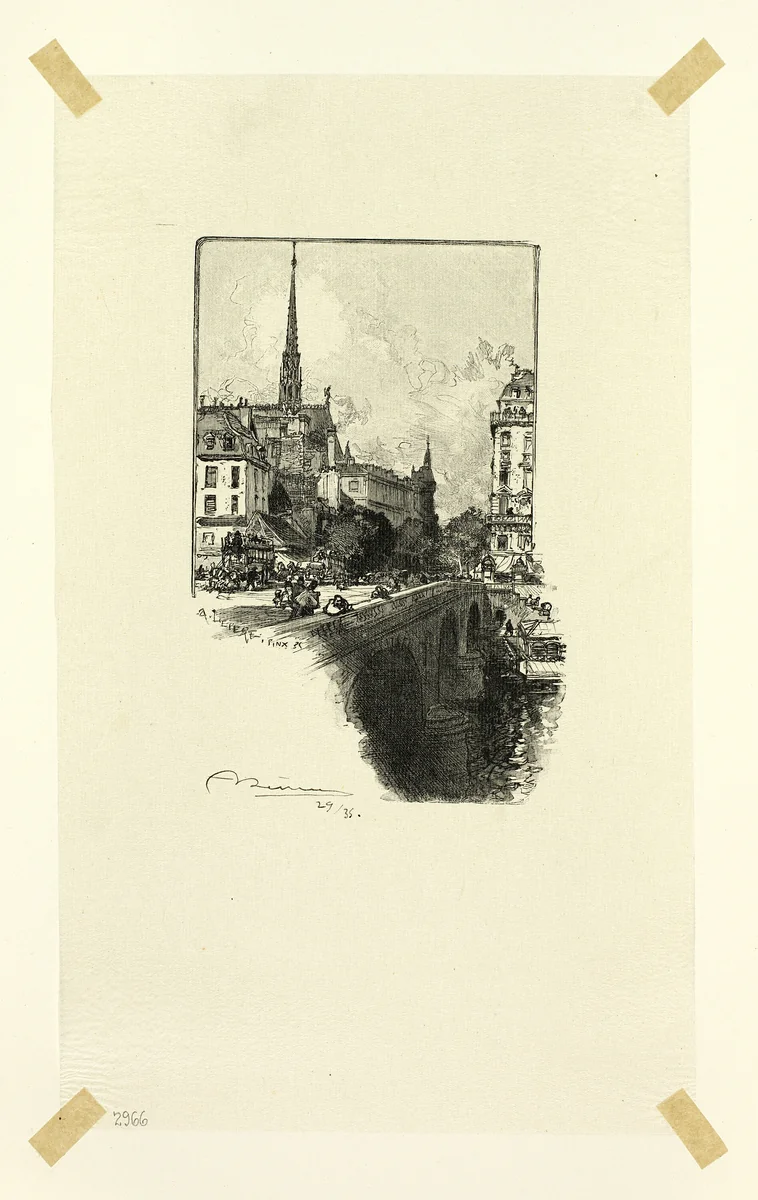 Le Pont Saint-Michel, plate twelve from Le Long de la Seine et des Boulevards by Louis Auguste Lepère, print, 1890