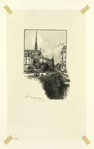 Le Pont Saint-Michel, plate twelve from Le Long de la Seine et des Boulevards by Louis Auguste Lepère, print, 1890