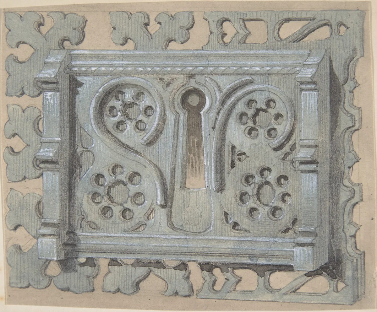 Metal Keyplate for Church by anonymous, drawing, 1850-1900