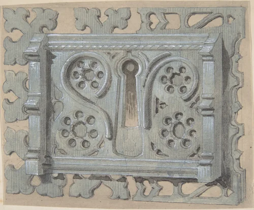 Metal Keyplate for Church by anonymous, drawing, 1850-1900