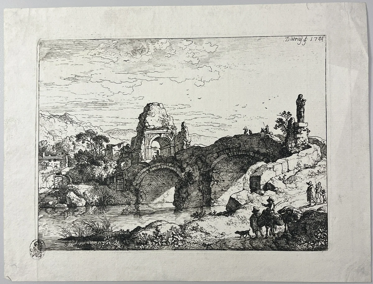 The Stone Bridge by Christian Wilhelm Ernst Dietrich, print, 1744