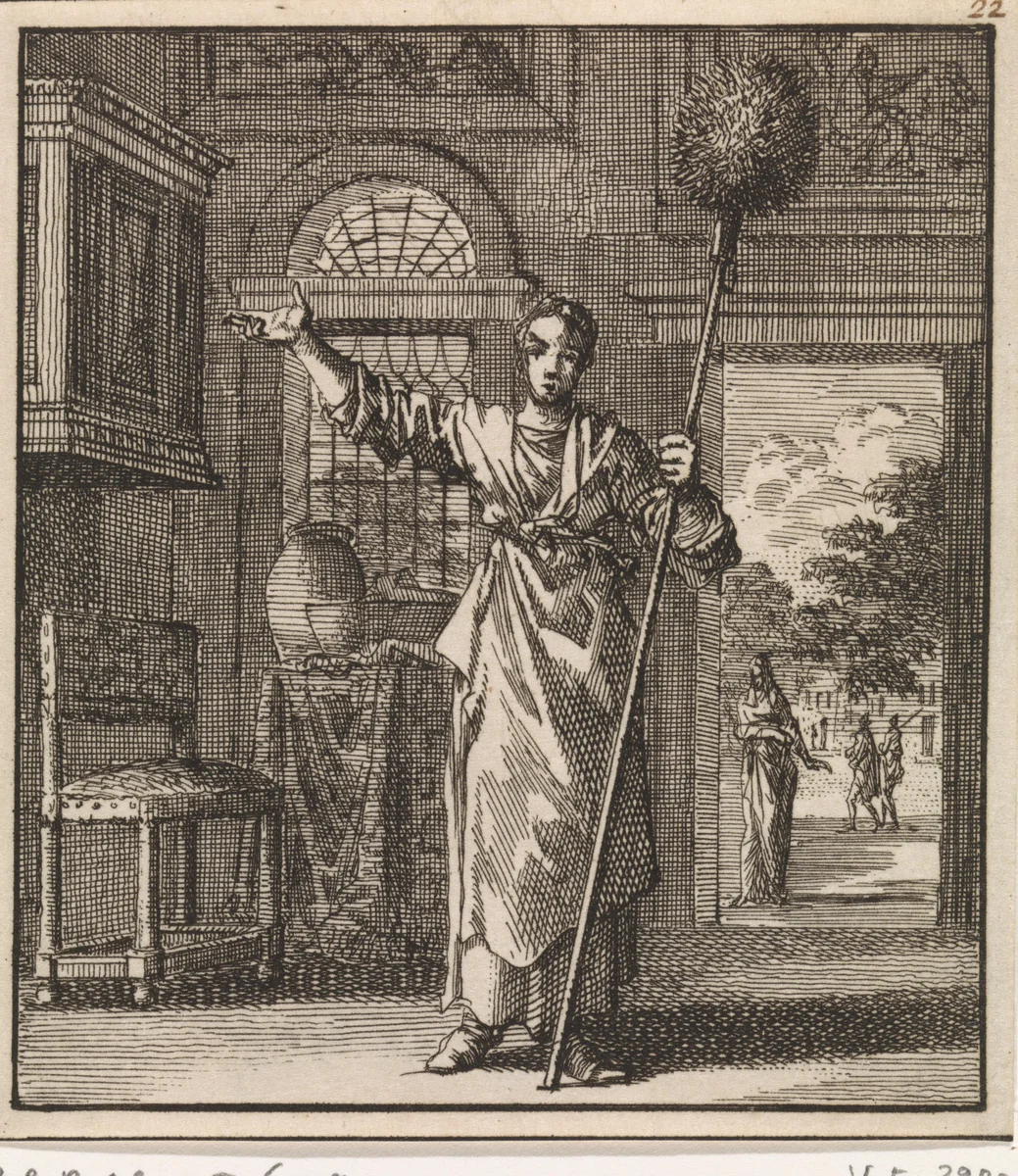 Vrouw met een ragebol by Jan Luyken, print, 1711