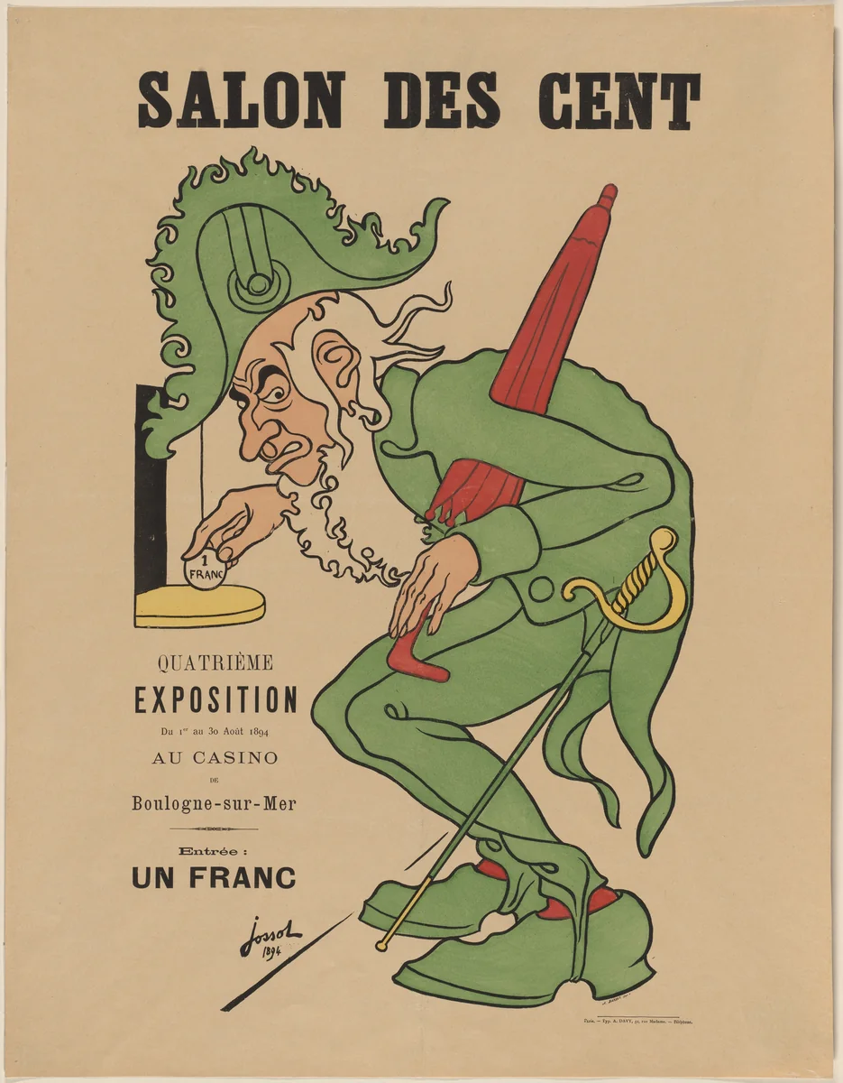Salon des Cent, Quatrième Exposition, du 1er au 30 août 1894, au Casino de Boulogne-Sur-Mer by Henri Gustave Jossot, design, 1894