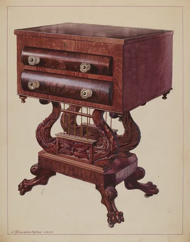 Table - Double Lyre Base by J. Howard Iams, index of american design, 1937