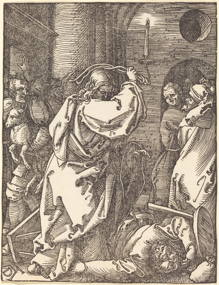 Christ Expelling the Moneylenders from the Temple by Albrecht Dürer, print, 1509-1510