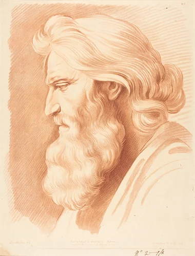 Head of a Venerable Man by Gilles Antoine Demarteau, print, 1750-1802