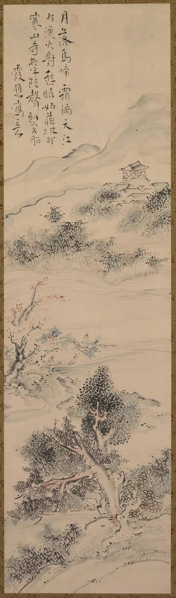 Illustration of Zhang Qi's Poem on the Cold Mountain Temple by Ike Taiga, painting, 1750-1776