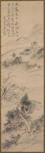 Illustration of Zhang Qi's Poem on the Cold Mountain Temple by Ike Taiga, painting, 1750-1776