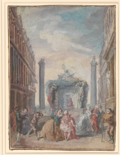 Les fêtes vénitiennes by Gabriel de Saint-Aubin, drawing, 1759-1780