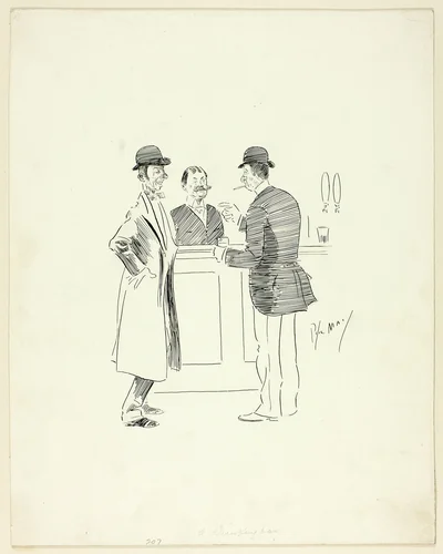 A Drinking Bar by Philipp William May, drawing, 1884-1903