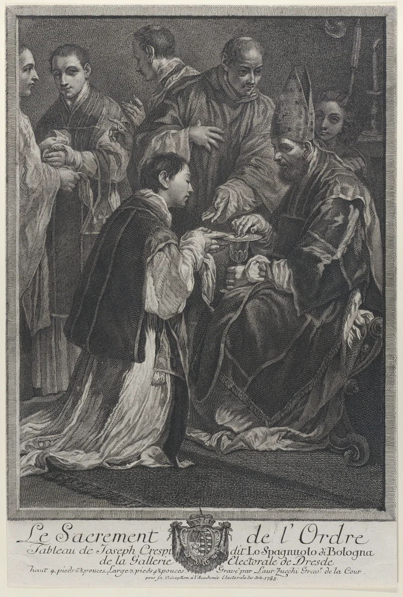 Ordination, from "The Seven Sacraments" by Lorenzo Zucchi, print, 1765