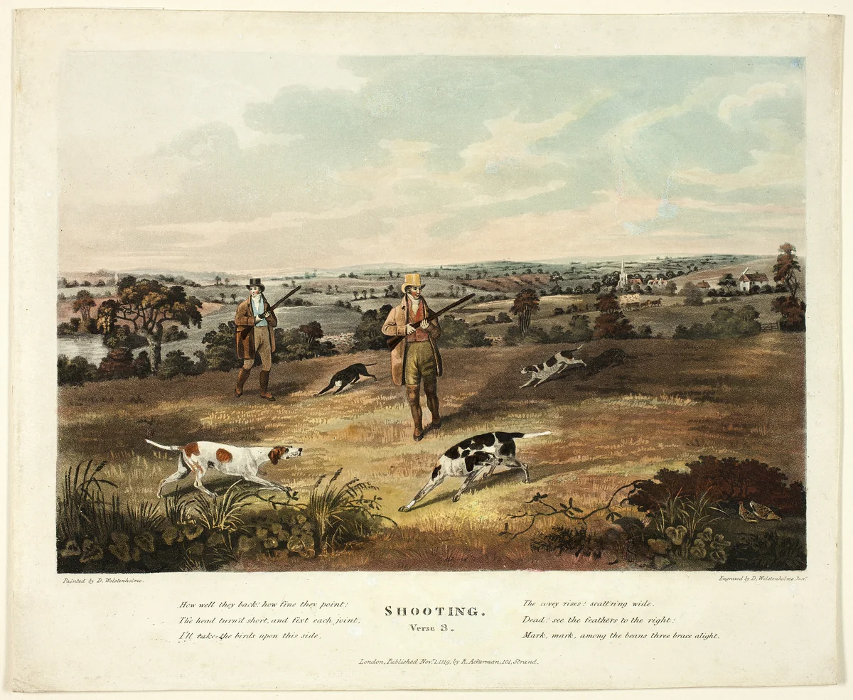 Shooting: Verse 3 by Thomas Sutherland
Dean Wolstenholme
Rudolph Ackermann, print, 1819