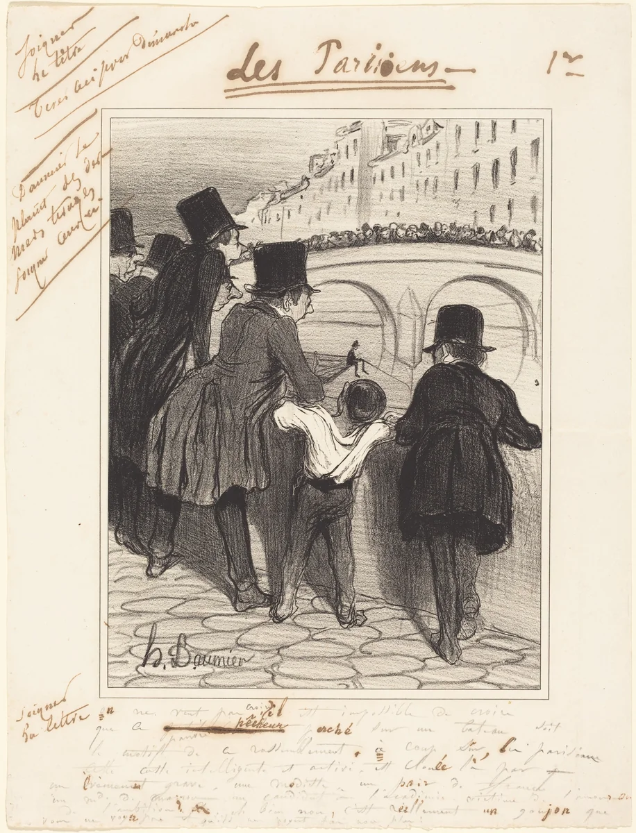 Les Badauds by Honoré Daumier, print, 1839