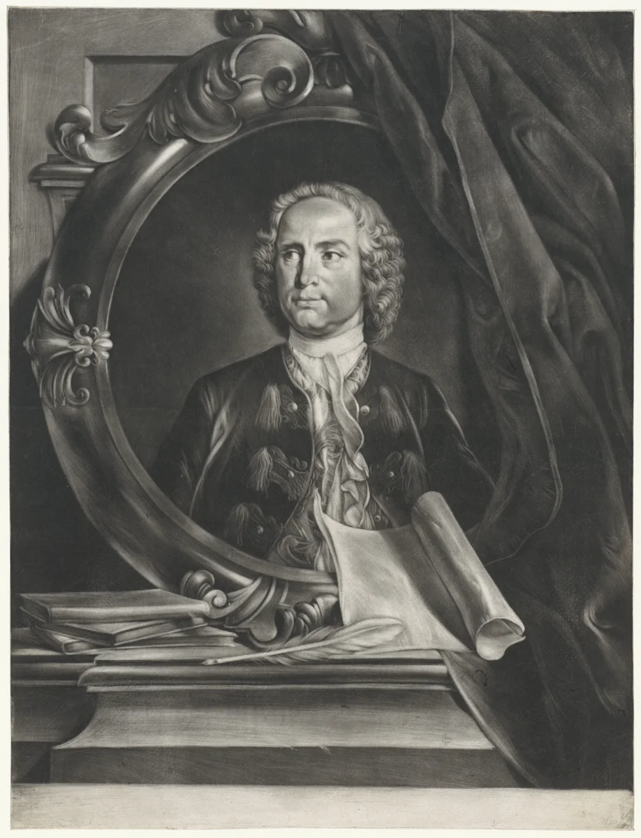 Portret van Pietro Antonio Locatelli by Cornelis Troost, print, 1729-1750