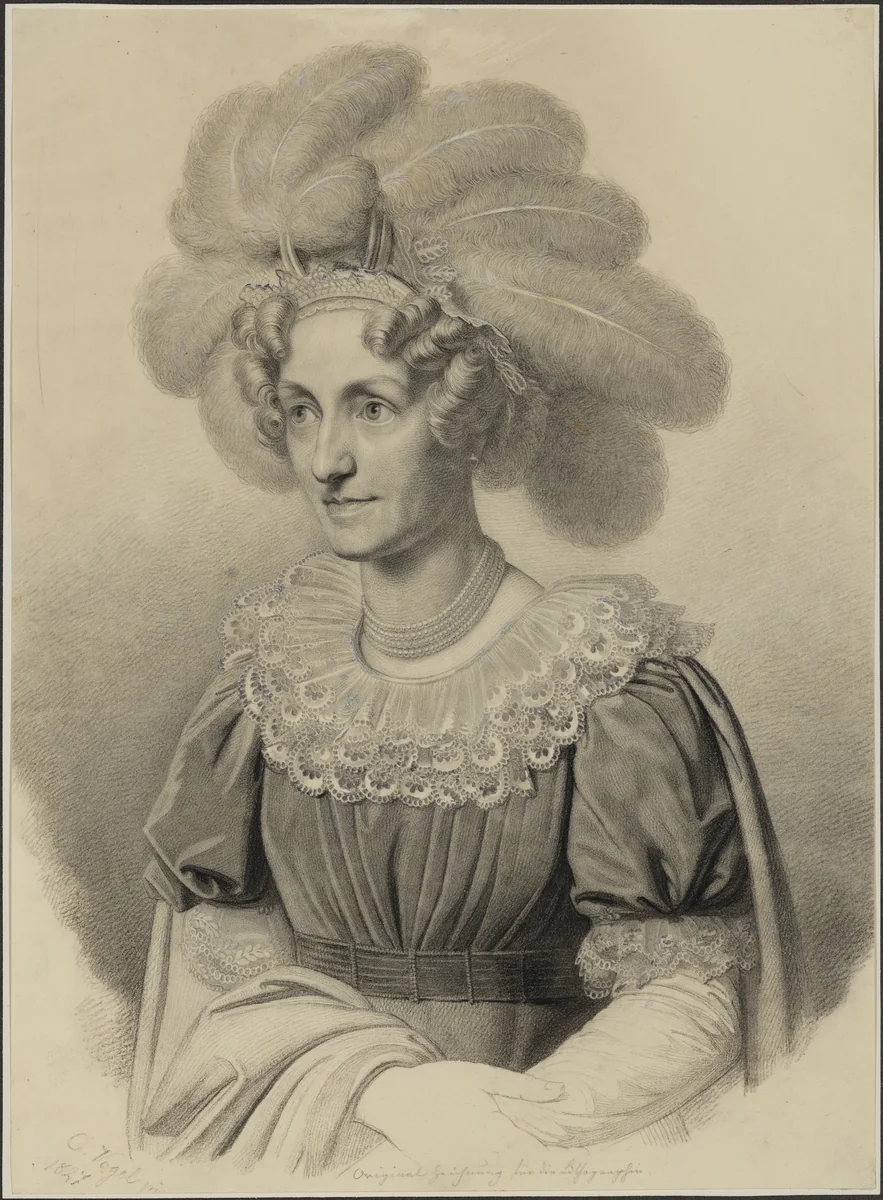 Portrait of Maria Theresia, Queen of Saxony by Carl Christian Vogel von Vogelstein, drawing, 1827