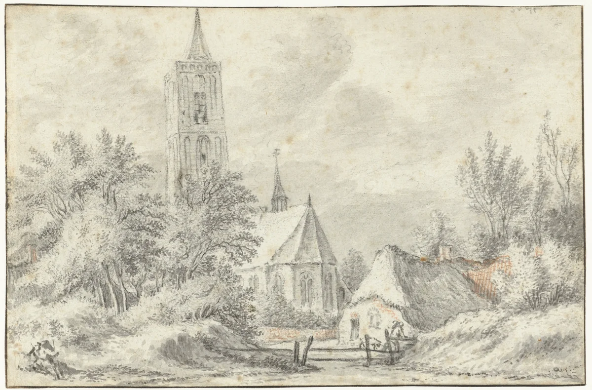 Gezicht op de kerk te Soest by Guillam Du Bois, drawing, 1648-1653