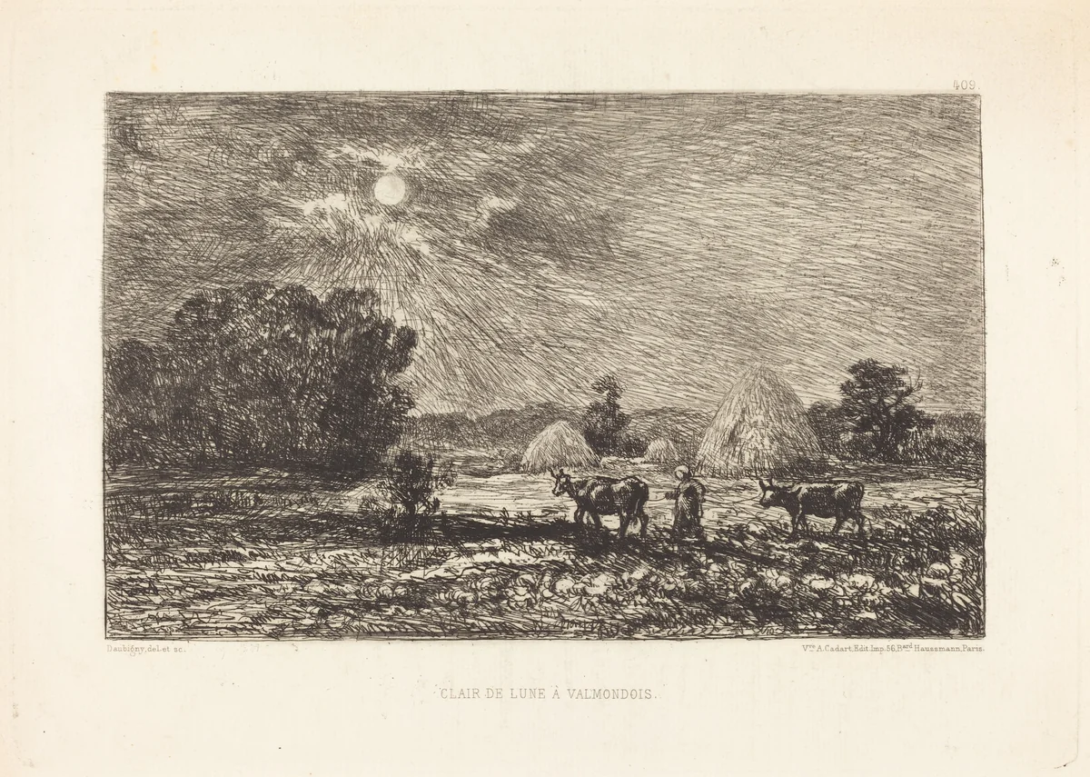 Clair de lune à Valmondois (Moonlight at Valmondois) by Charles-François Daubigny, print, 1817-1878