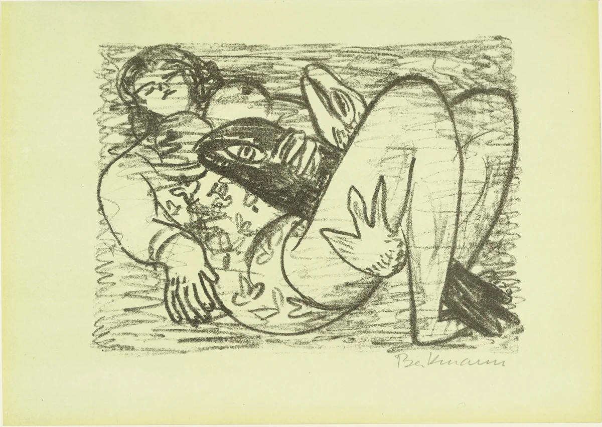 Woman with Fish (Frau mit Fisch) from the illustrated book Max Beckmann by Max Beckmann, print, 1948