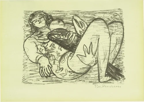 Woman with Fish (Frau mit Fisch) from the illustrated book Max Beckmann by Max Beckmann, print, 1948