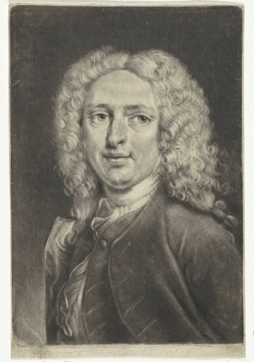 Portret van de schilder en prentmaker Cornelis Troost by Arnout Rentinck, print, 1722-1775
