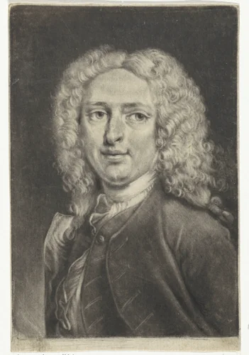 Portret van de schilder en prentmaker Cornelis Troost by Arnout Rentinck, print, 1722-1775