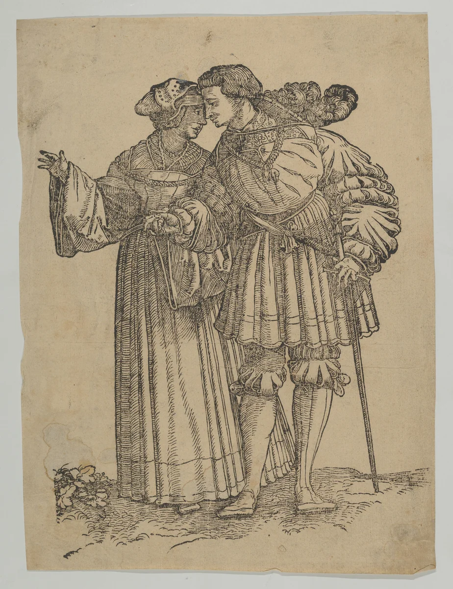 Dancing Couple (IV), from "The Wedding Dancers" by Hans Schäufelein, print, 1500-1540