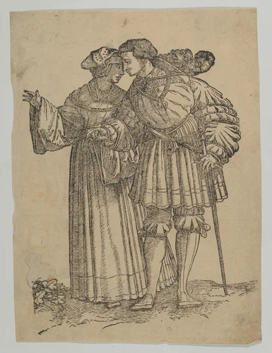 Dancing Couple (IV), from "The Wedding Dancers" by Hans Schäufelein, print, 1500-1540