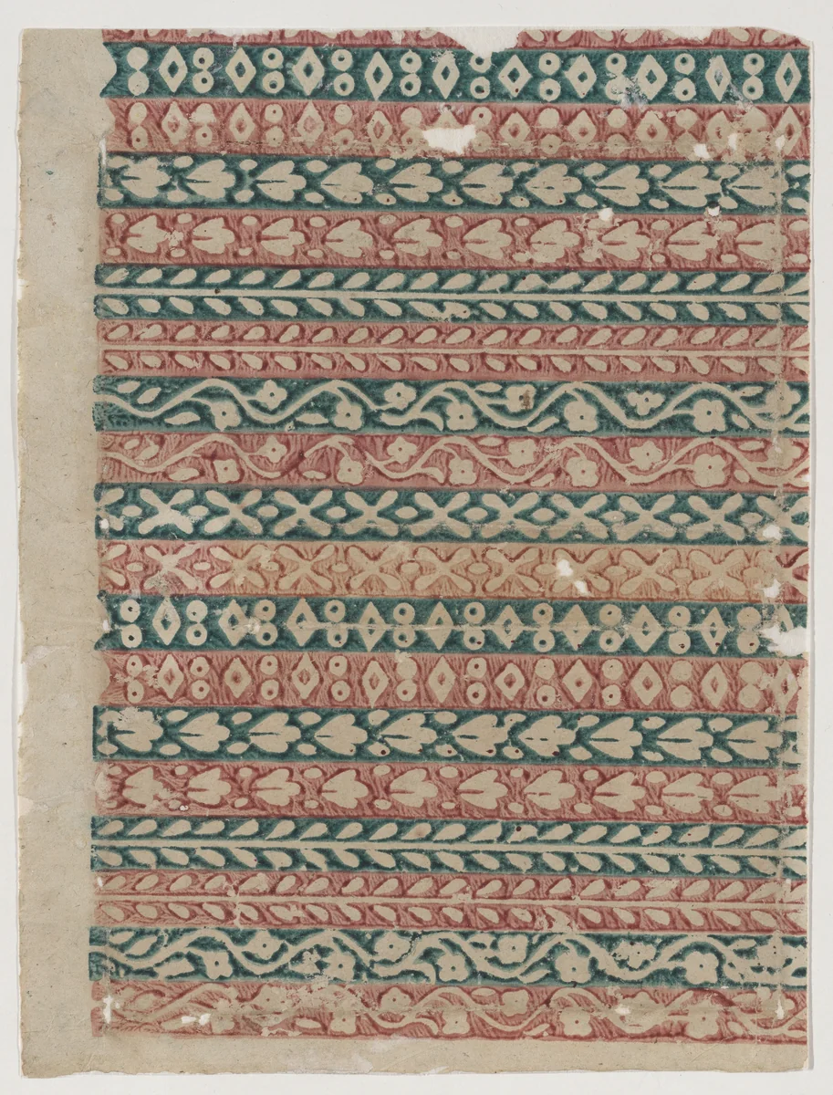 Sheet with floral and geometric borders by anonymous, print, 1800-1900