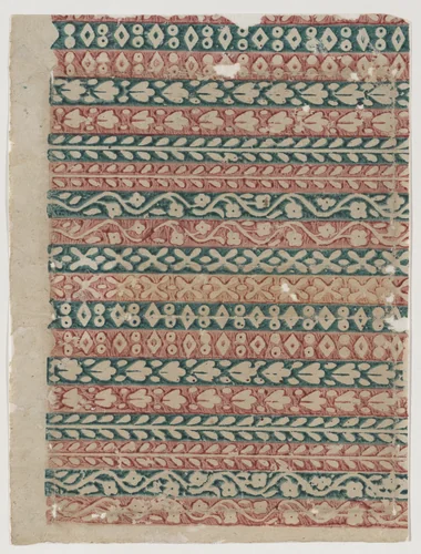 Sheet with floral and geometric borders by anonymous, print, 1800-1900