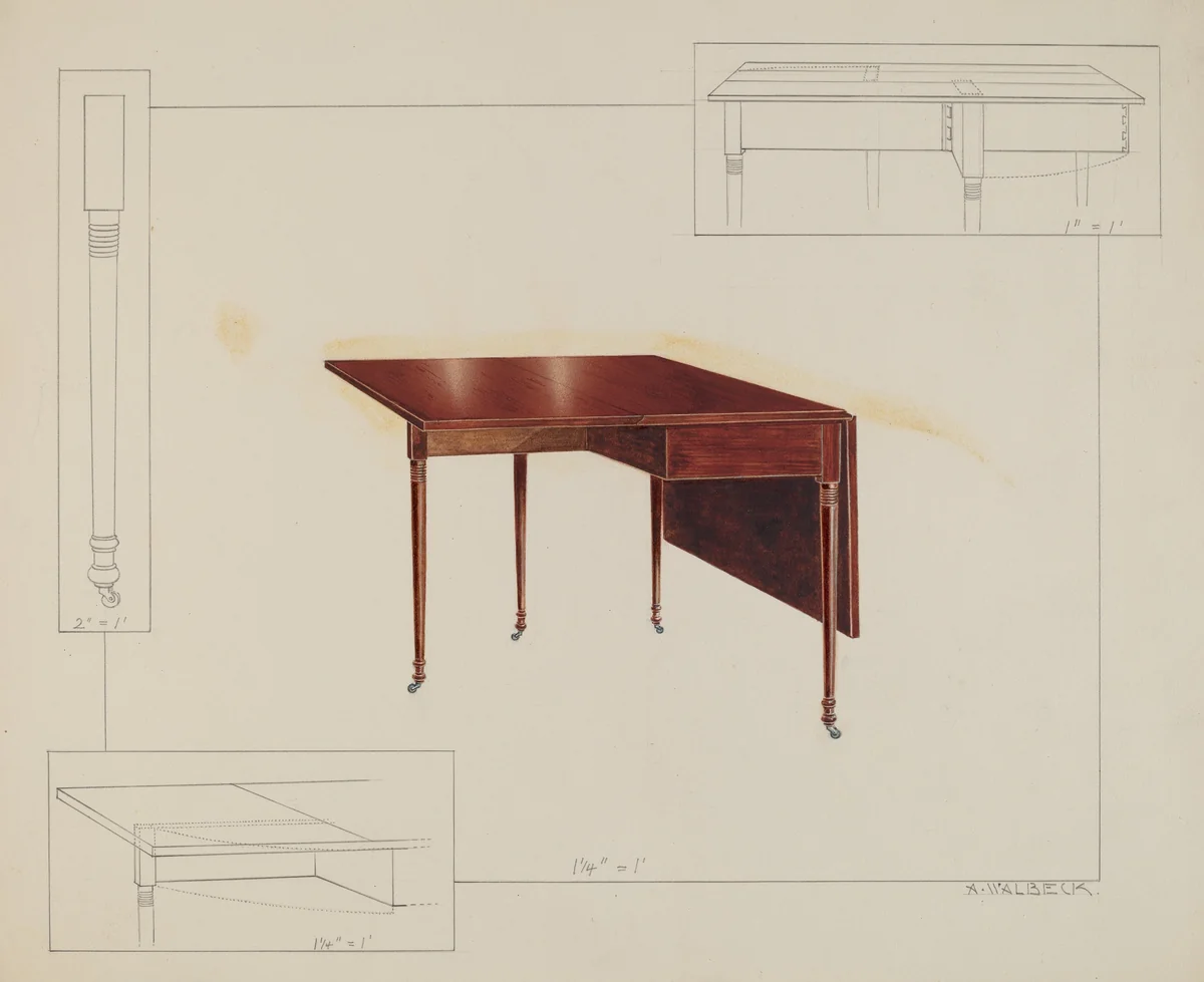 Table by Alfred Walbeck, index of american design, 1937