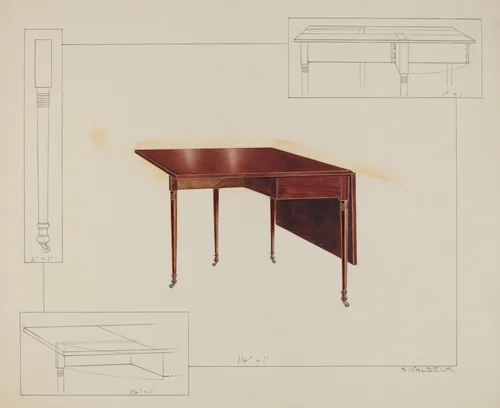 Table by Alfred Walbeck, index of american design, 1937