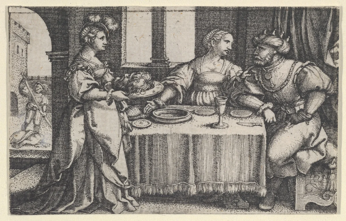 Salome with the Head of John the Baptist by Georg Pencz, print, 1526-1536