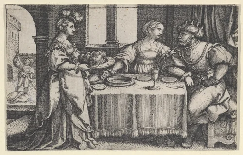 Salome with the Head of John the Baptist by Georg Pencz, print, 1526-1536