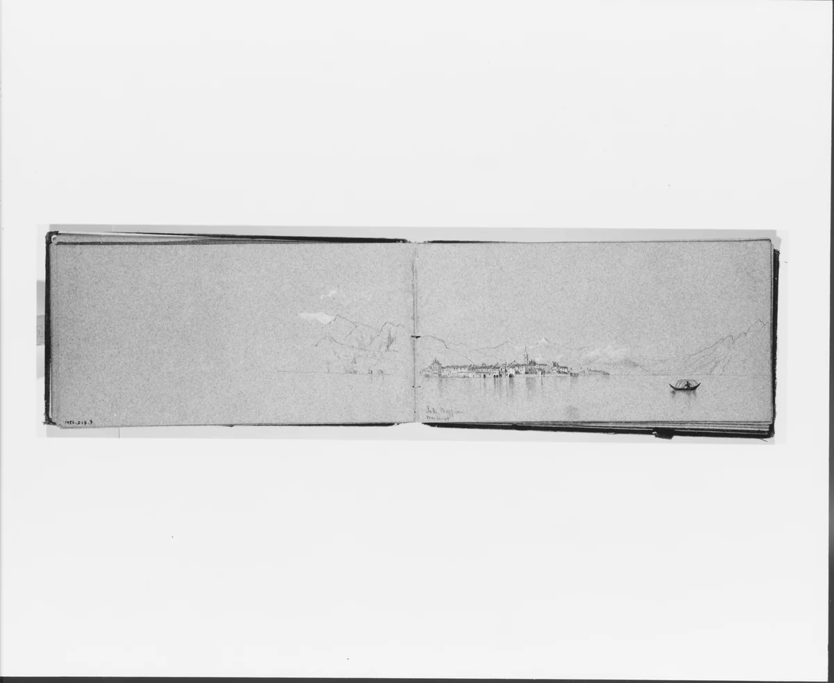 Mountains Overlooking Lake Maggiore, May 11, 1869 (verso, from sketchbook) by Jervis McEntee, artwork, 1869