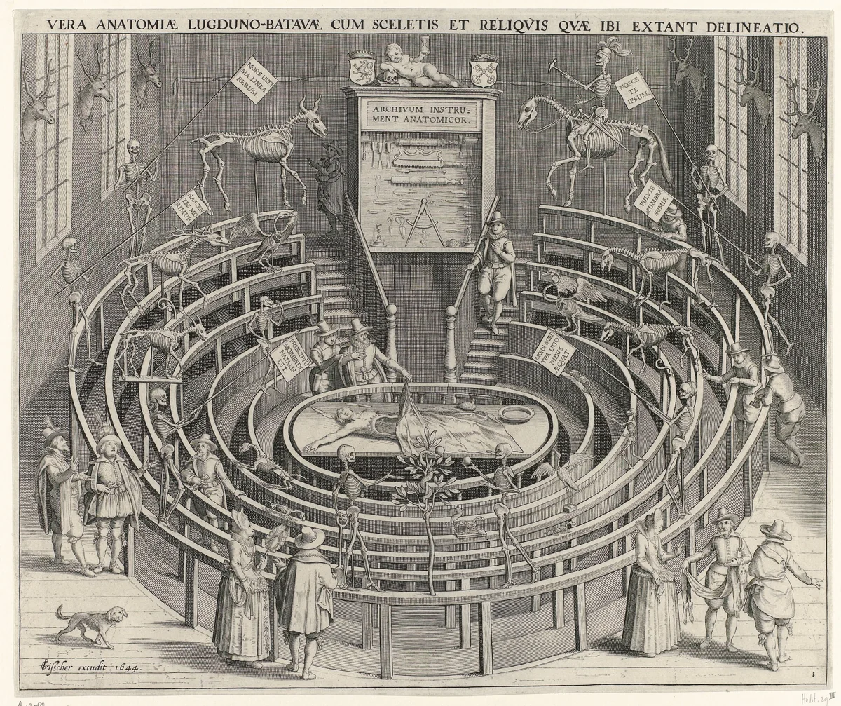 Anatomisch theater van de Universiteit Leiden by Willem Isaacsz. van Swanenburg, print, 1610