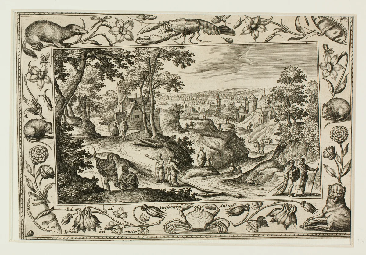 The Sending Out of the Apostles, from Landscapes with Old and New Testament Scenes and Hunting Scenes by Adriaen Collaert, print, 1584