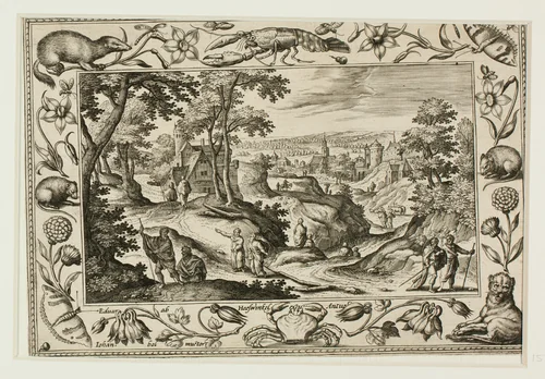 The Sending Out of the Apostles, from Landscapes with Old and New Testament Scenes and Hunting Scenes by Adriaen Collaert, print, 1584
