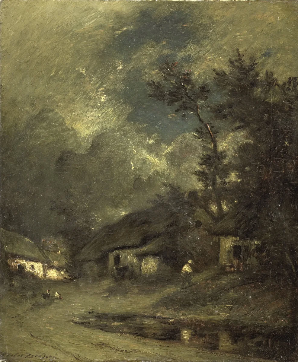 A Village by Night by Jules Dupré, painting, 1840-1889