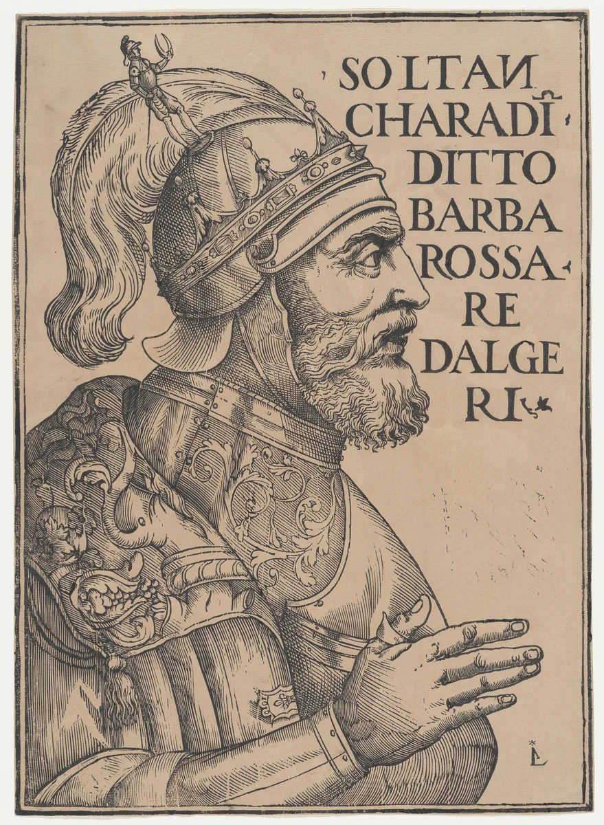 Hayreddin Barbarossa, Ottoman admiral by anonymous, print, 1525-1535