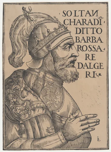 Hayreddin Barbarossa, Ottoman admiral by anonymous, print, 1525-1535