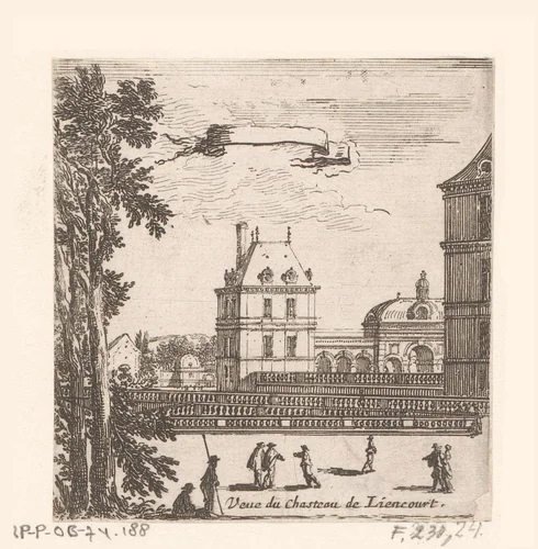 Gezicht op het kasteel van Rochefoucauld by Israël Silvestre, print, 1655