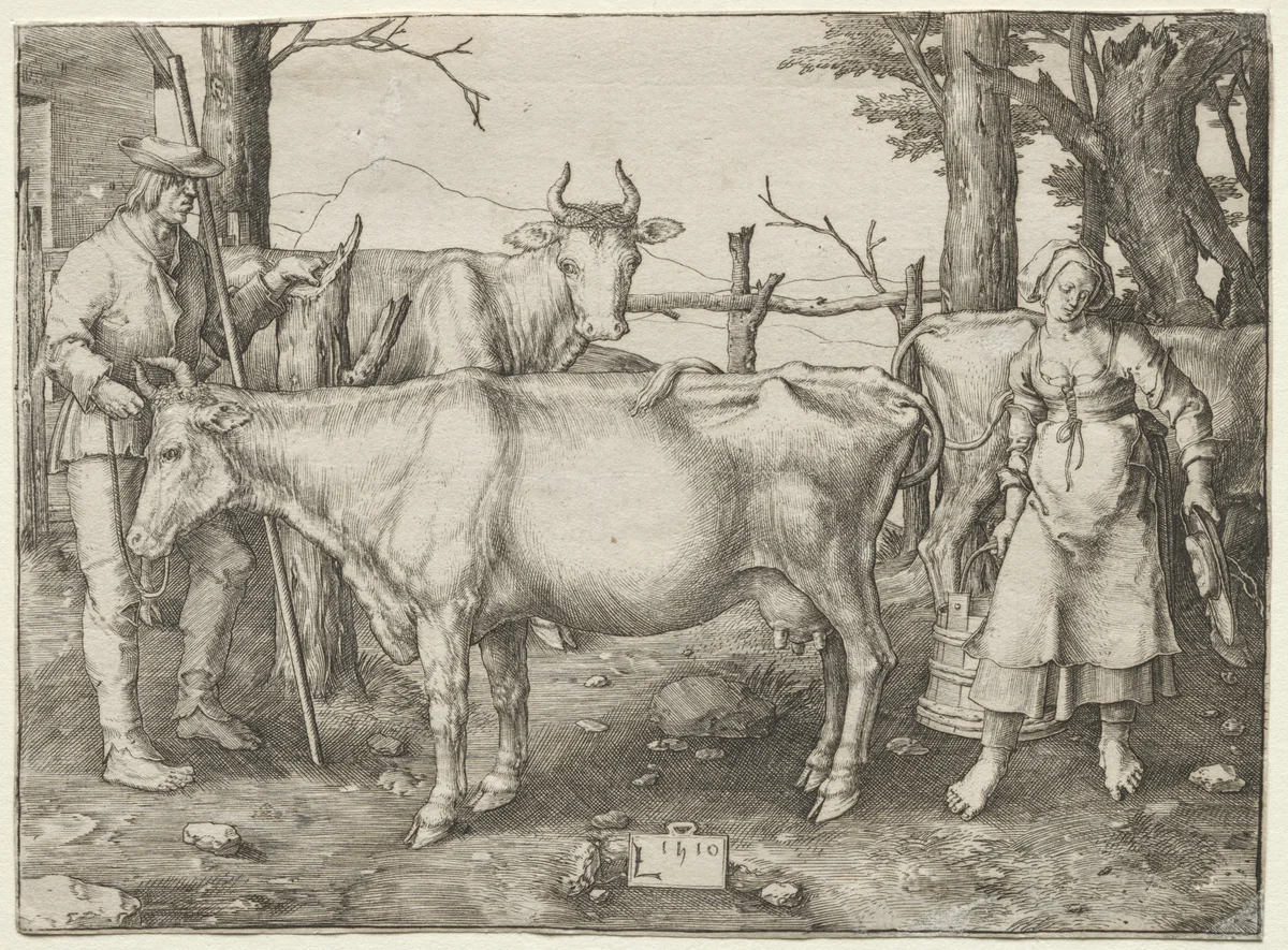 The Milkmaid by Lucas van Leyden, print, 1510