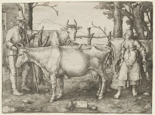 The Milkmaid by Lucas van Leyden, print, 1510