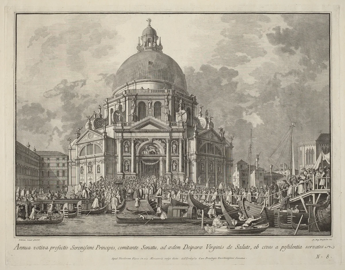 Annual Visit of the Doge to Santa Maria della Salute by Giovanni Battista Brustolon, print, 1763-1766