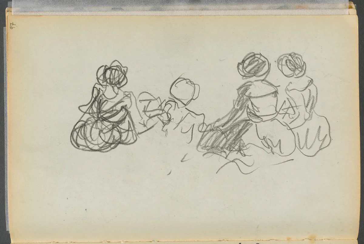 Sketchbook- The Granite Shore Hotel, Rockport, page 097: Seated Female Figures by Maurice Prendergast, book, 1905-1910