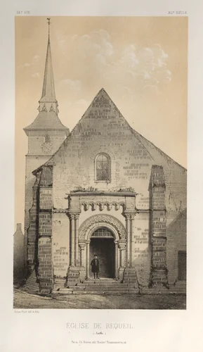 Architecture Pittoresque ou Monuments des XVeme. Et XVIeme. Siecles: Chateaux de France des XV et XVI Siecles: Pl. 58, Église De Requeil (Sarthe) by Victor Petit, print, 1860